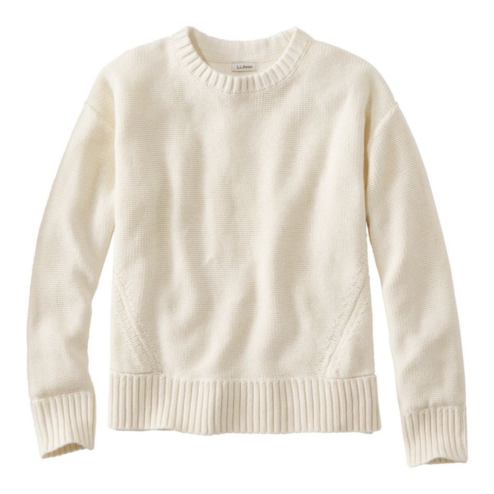 LL Bean Pullover Sweater, Linen/Cotton, Medium, Cream, EUC